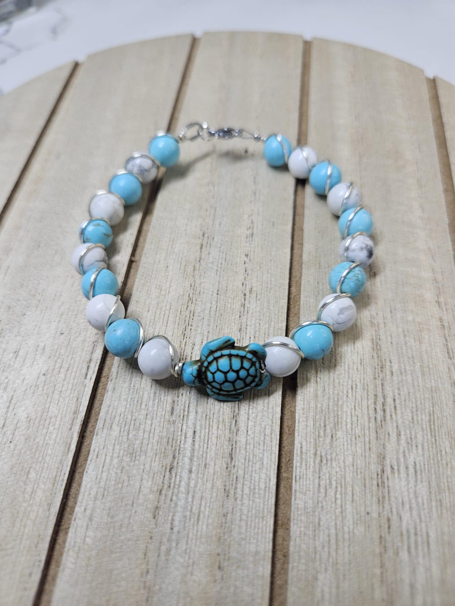 Handmade Turquoise and Howlite Bracelet | Healing Gemstone Jewelry