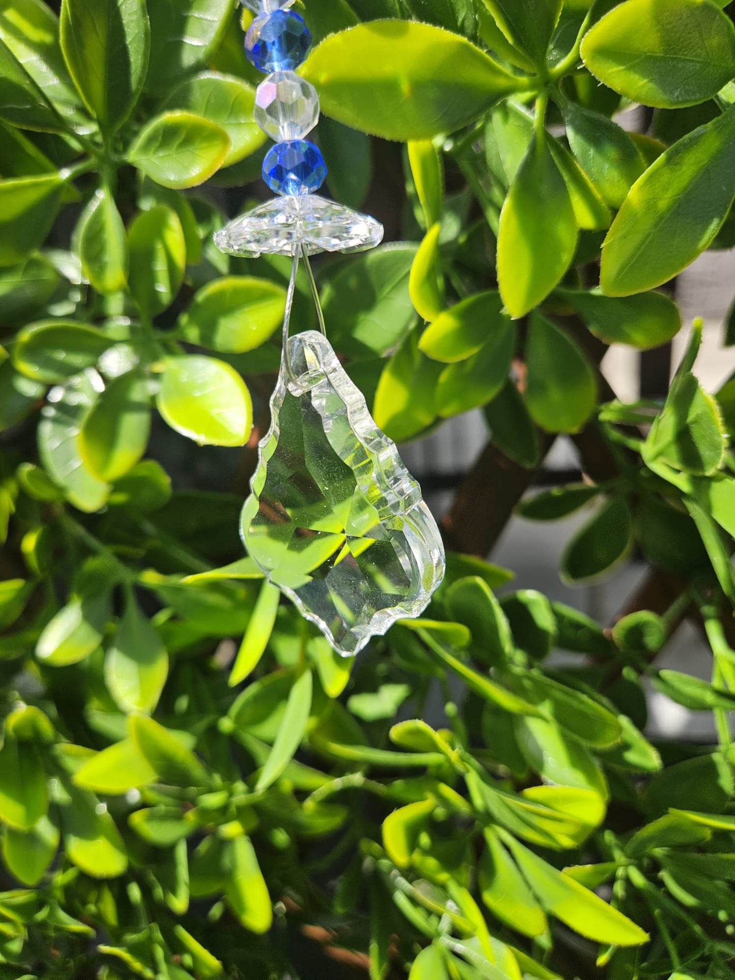 Handcrafted Crystal Glass Suncatcher | 8-Inch Silver Ring Hanging Décor