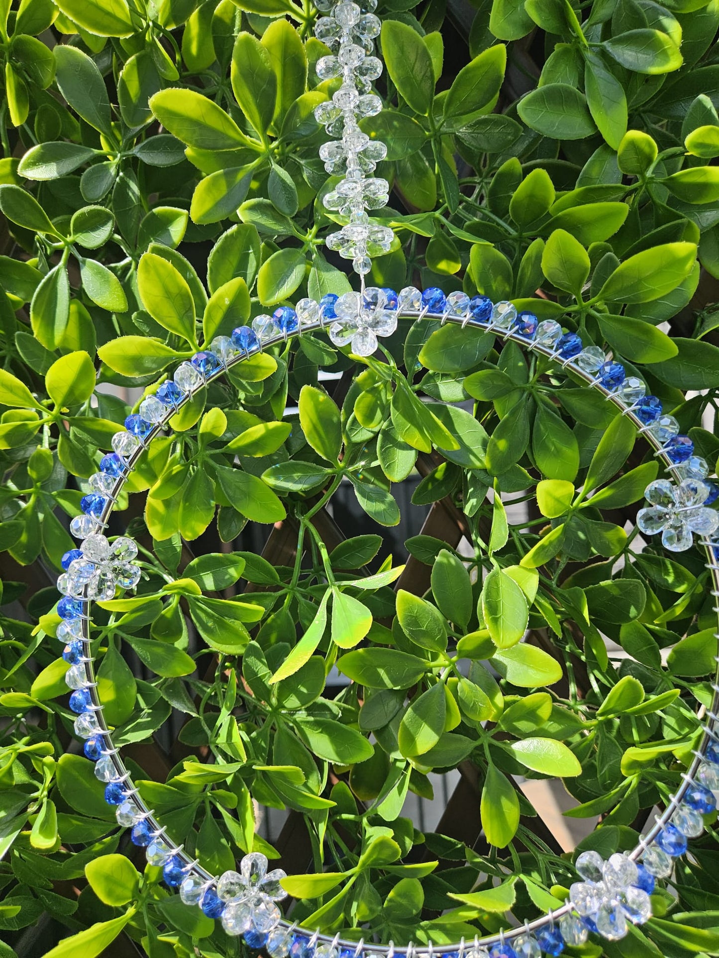 Handcrafted Crystal Glass Suncatcher | 8-Inch Silver Ring Hanging Décor
