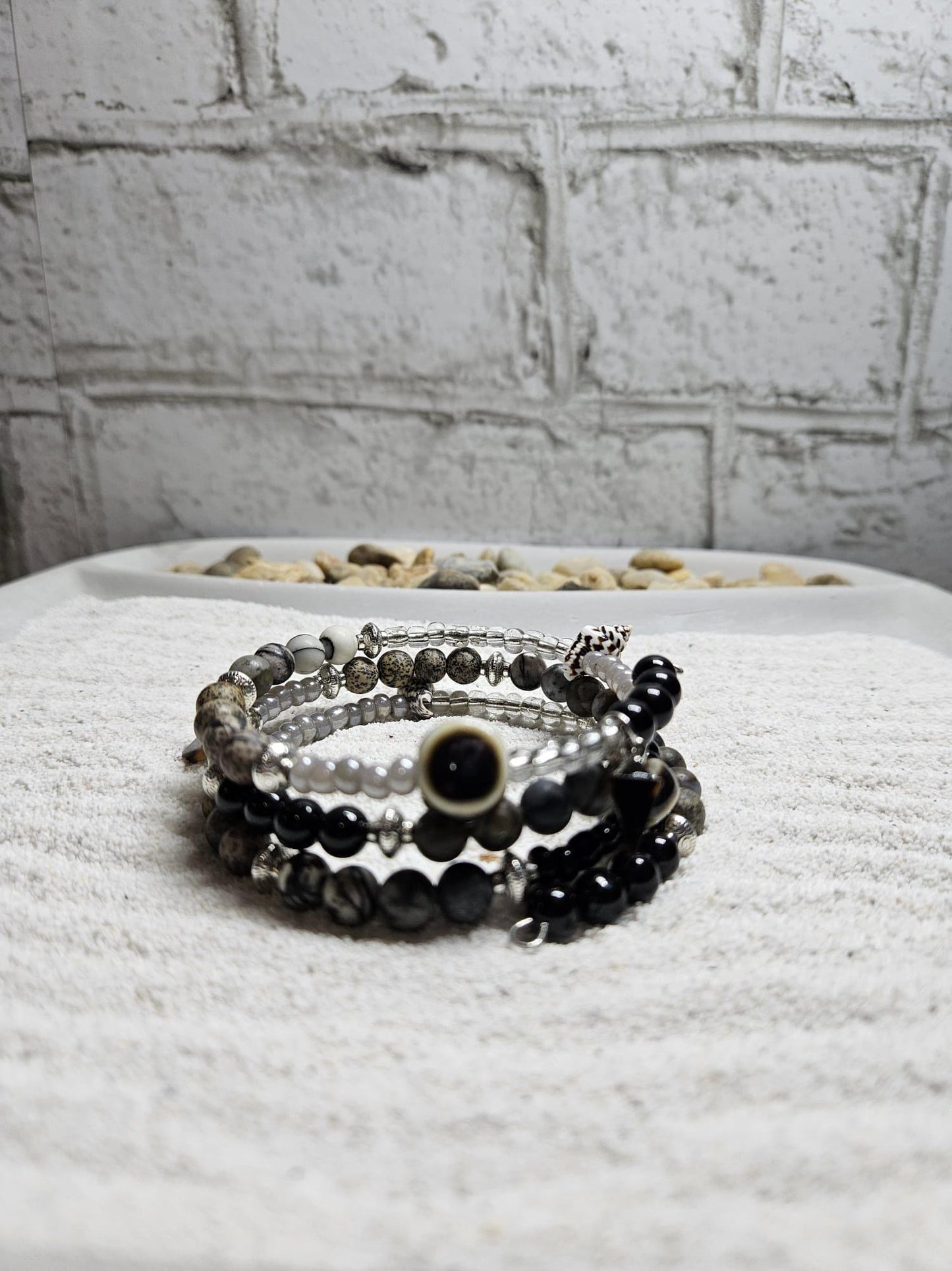 Boho Chic Gemstone Memory Wire Bracelet | Handmade Healing Jewelry