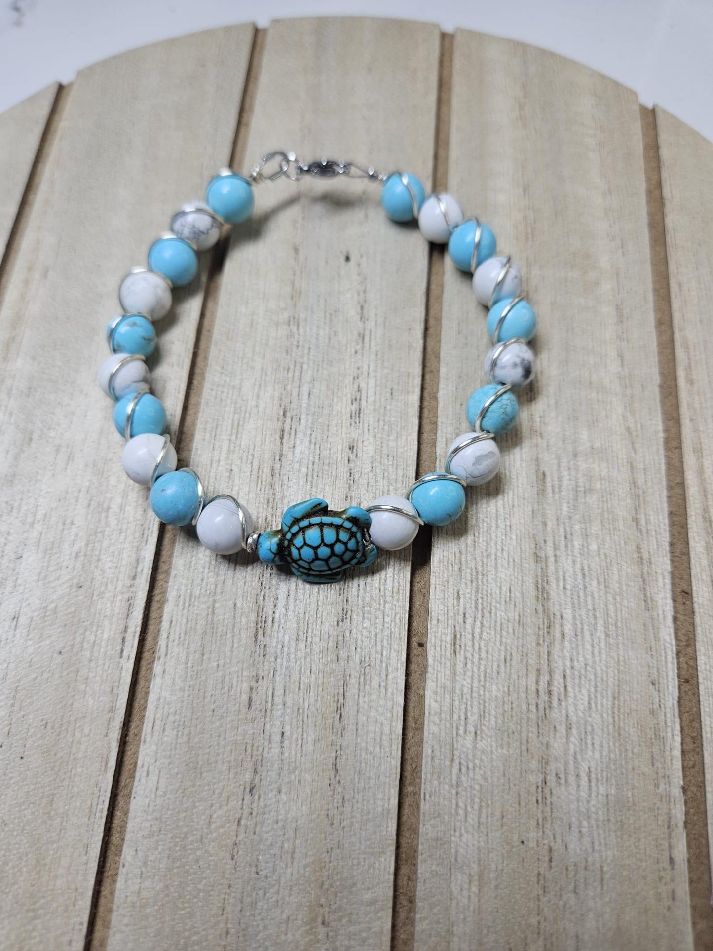Handmade Turquoise and Howlite Bracelet | Healing Gemstone Jewelry