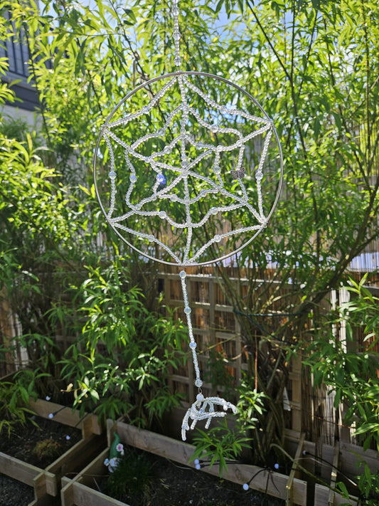 Spider Web Crystal Suncatcher | Handcrafted Wire and Gemstone Décor