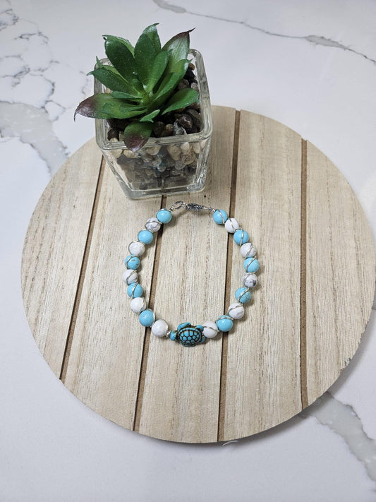 Handmade Turquoise and Howlite Bracelet | Healing Gemstone Jewelry