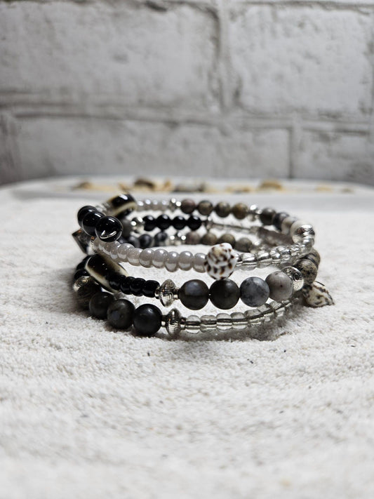 Boho Chic Gemstone Memory Wire Bracelet | Handmade Healing Jewelry