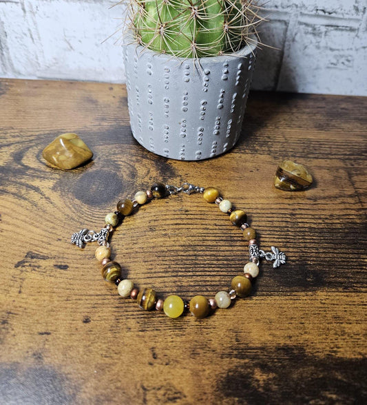 Handcrafted Honey Bee Charm Bracelet | Tiger’s Eye Healing Jewelry