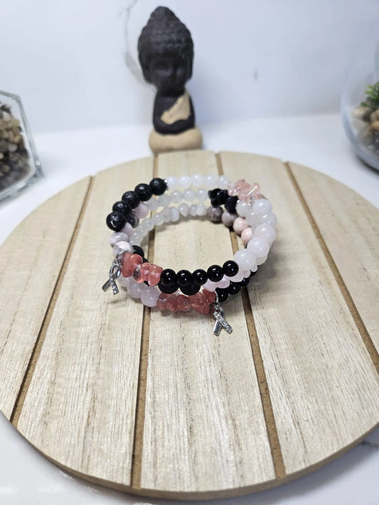 Breast Cancer Awareness Memory Wire Bracelet | Handcrafted Healing Jewelry