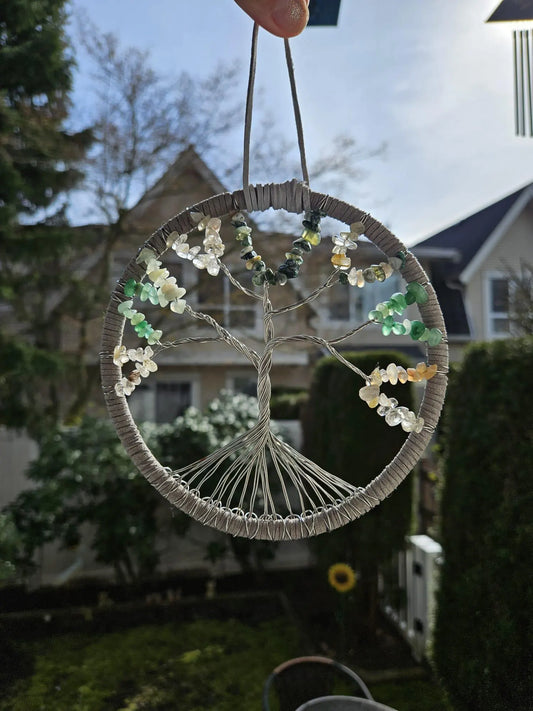Handmade Tree of Life Suncatcher | Nature-Inspired Crystal Décor